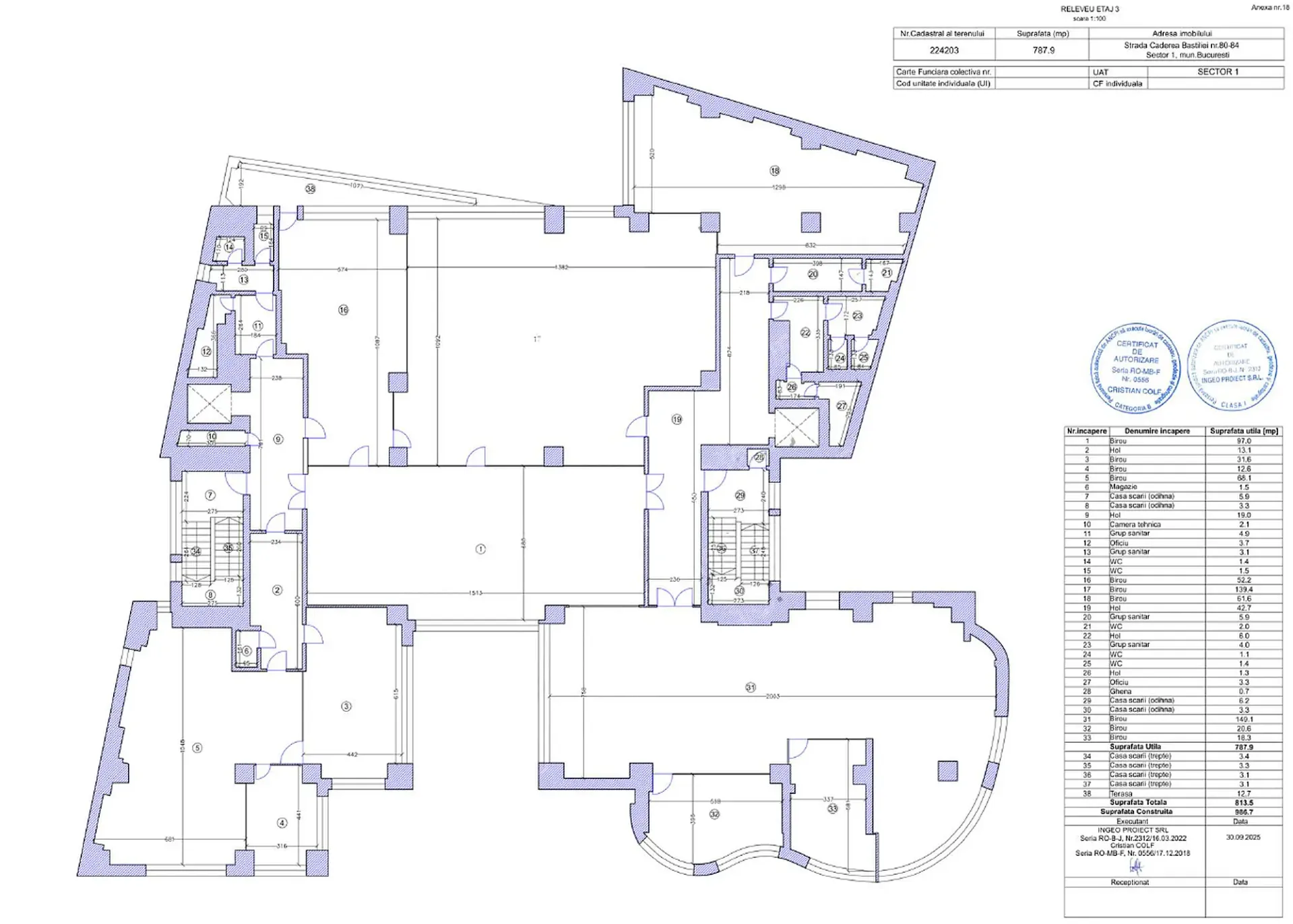 Caderea Bastiliei 80-84 - plan etaj curent.webp